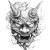 Oni Mask Drawing V2 Vinyl Car Decal Sticker – Waterproof & UV-Resistant 8"