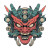 Mecha Oni Mask Vinyl Car Decal Sticker – Waterproof & UV-Resistant 8"