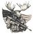 Moose Rifle Tattoo Vinyl Car Decal Sticker – Waterproof & UV-Resistant 8"