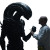 Cigar-Smoking Xenomorph Scene Vinyl Car Decal Sticker – Waterproof & UV-Resistant 8"