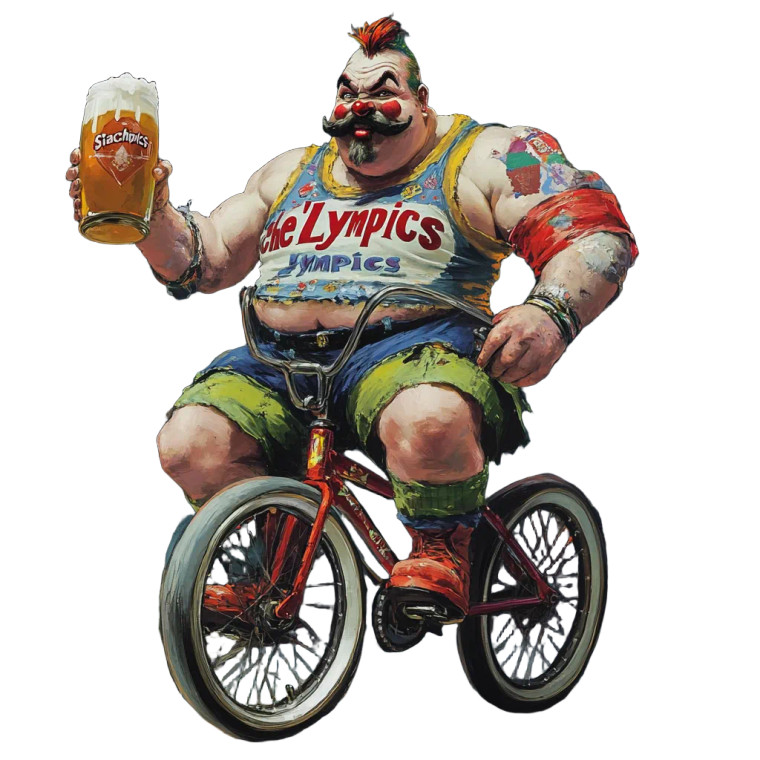 Muscular Clown Unicyclist Vinyl Car Decal Sticker – Waterproof & UV-Resistant 8"