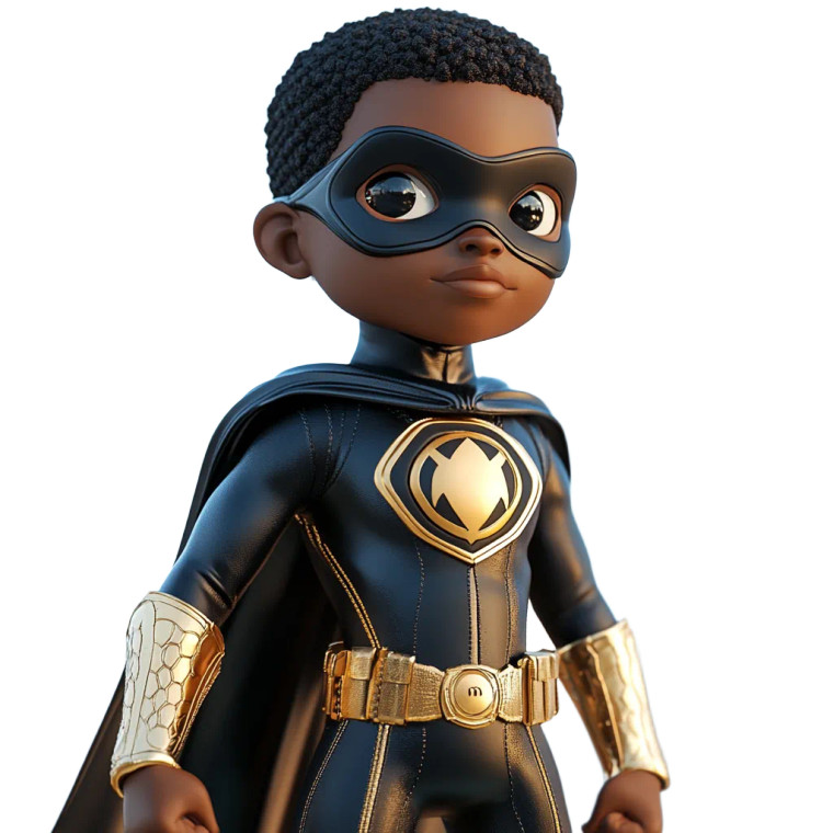 Black Superhero Boy Vinyl Car Decal Sticker – Waterproof & UV-Resistant 8"