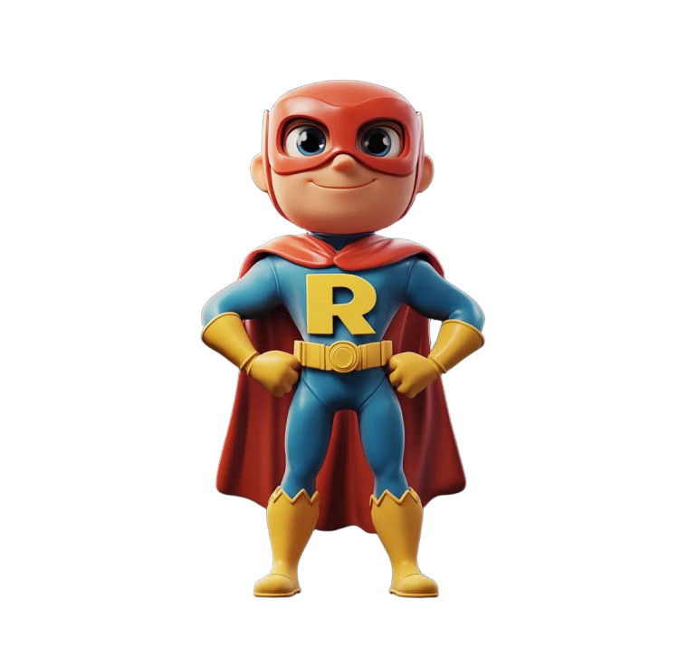 Happy Superhero 'R' Vinyl Car Decal Sticker – Waterproof & UV-Resistant 8"