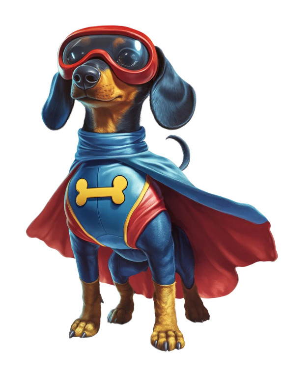 Superhero Dachshund Vinyl Car Decal Sticker – Waterproof & UV-Resistant 8"