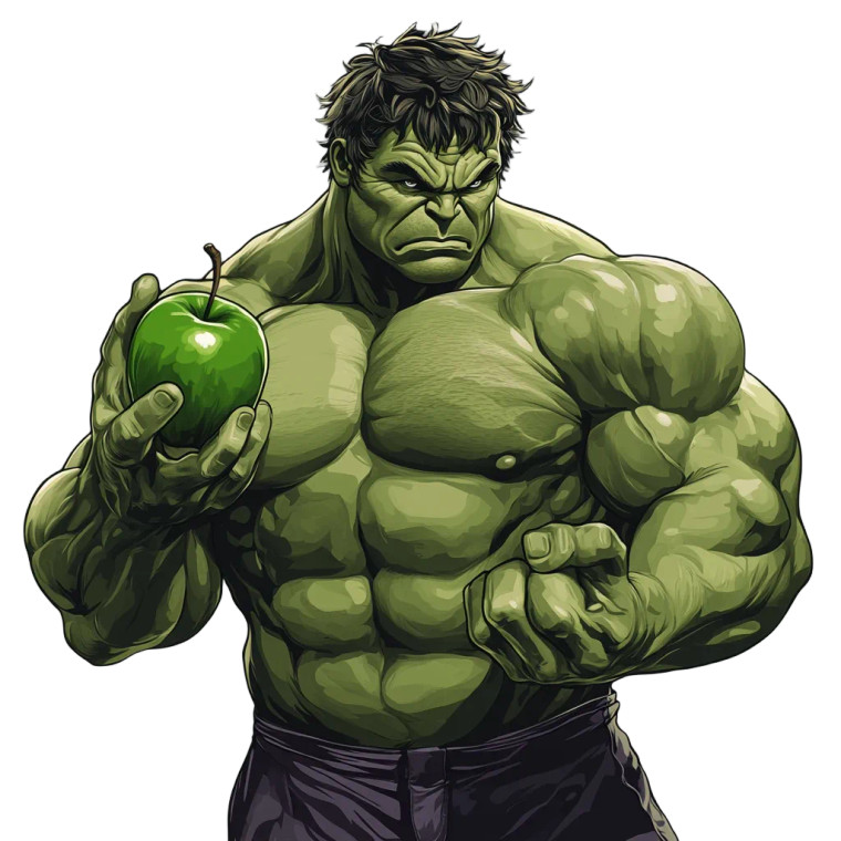 Hulk With Apple Vinyl Car Decal Sticker – Waterproof & UV-Resistant 8"