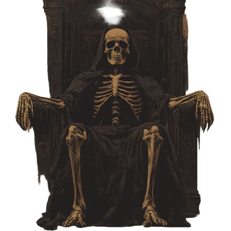 Dark Throne Skeleton Vinyl Car Decal Sticker – Waterproof & UV-Resistant 8"