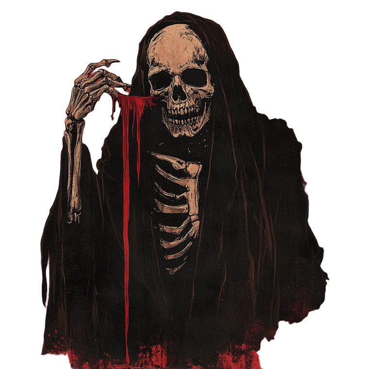 Gothic Death Illustration Vinyl Car Decal Sticker – Waterproof & UV-Resistant 8"