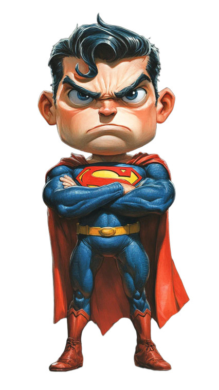 Grumpy Chibi Superman Vinyl Car Decal Sticker – Waterproof & UV-Resistant 8"