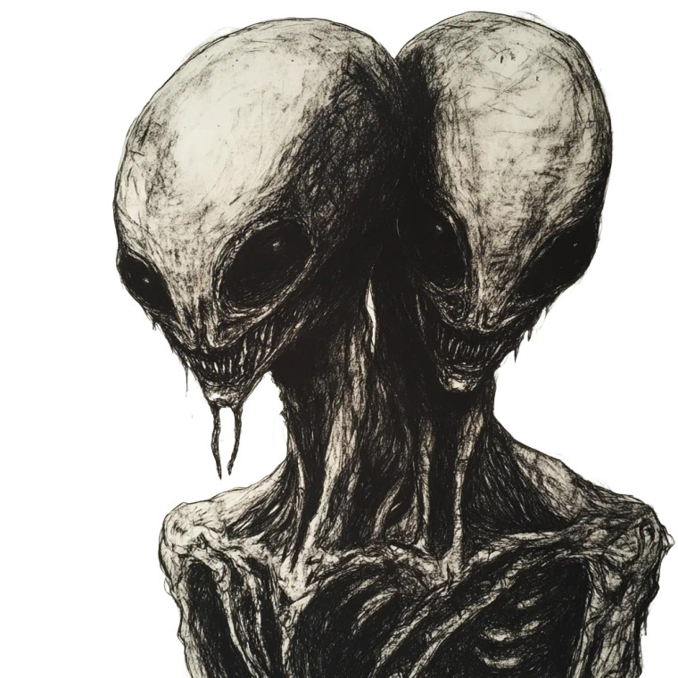 Two-Headed Alien Vinyl Car Decal Sticker – Waterproof & UV-Resistant 8"