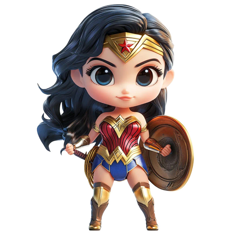 Chibi Wonder Woman Vinyl Car Decal Sticker – Waterproof & UV-Resistant 8"