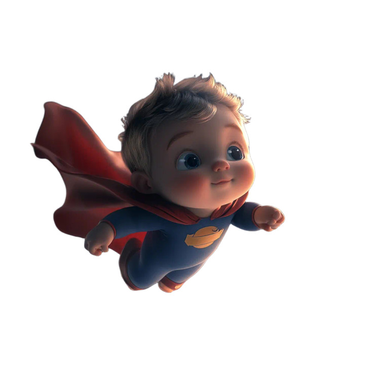 Baby Superhero Flying Vinyl Car Decal Sticker – Waterproof & UV-Resistant 8"