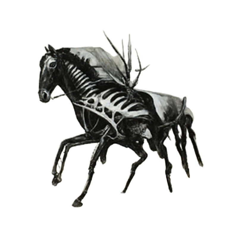 Gothic Skeletal Horse Vinyl Car Decal Sticker – Waterproof & UV-Resistant 8"