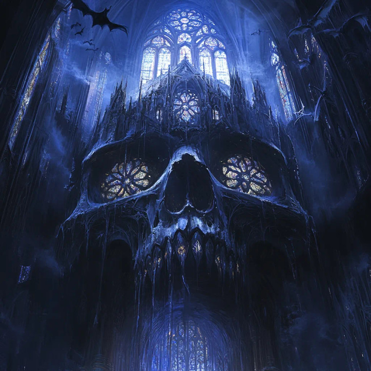 Gothic Cathedral Skull Vinyl Car Decal Sticker – Waterproof & UV-Resistant 8"