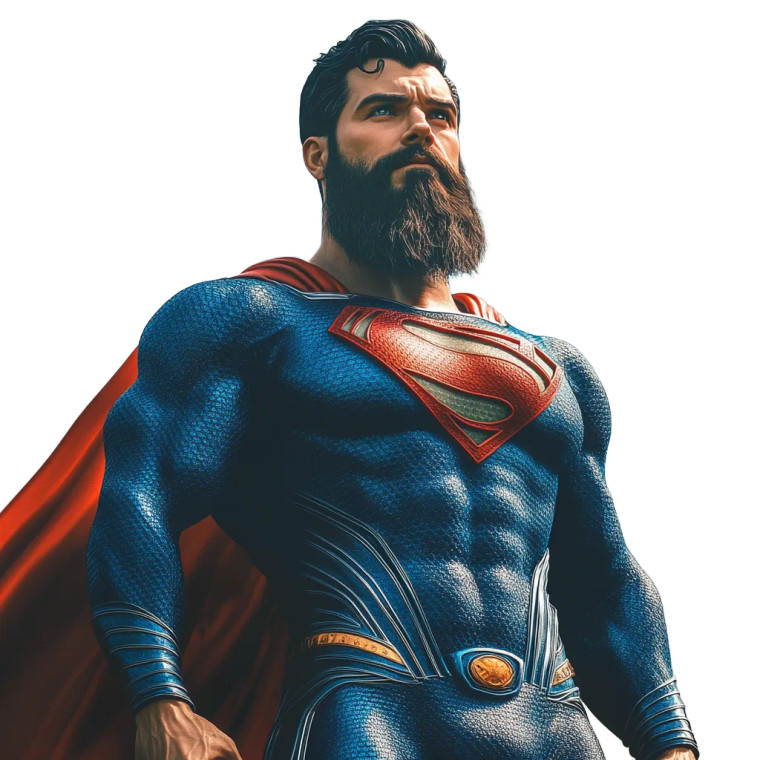 Bearded Superman V2 Vinyl Car Decal Sticker – Waterproof & UV-Resistant 8"