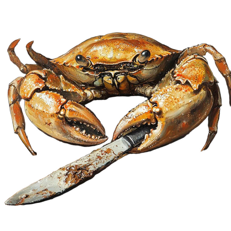 Crab With Knife Vinyl Car Decal Sticker – Waterproof & UV-Resistant 8"