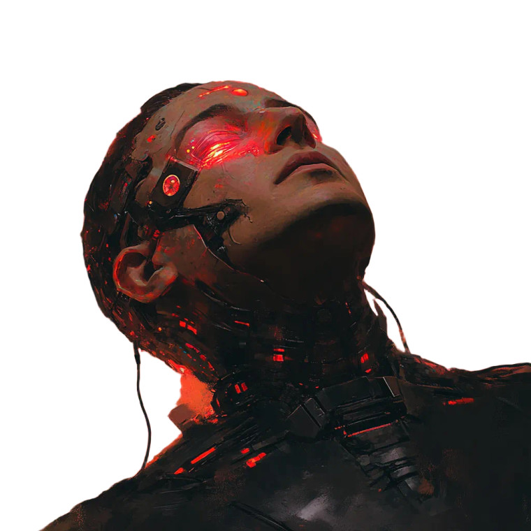 Cyborg Hallucinating Future Vinyl Car Decal Sticker – Waterproof & UV-Resistant 8"