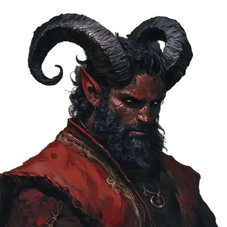 Red Tiefling Male Vinyl Car Decal Sticker – Waterproof & UV-Resistant 8"