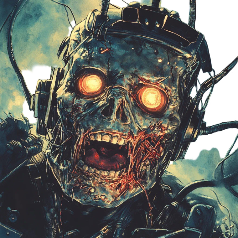 80S Cyborg Zombie Vinyl Car Decal Sticker – Waterproof & UV-Resistant 8"