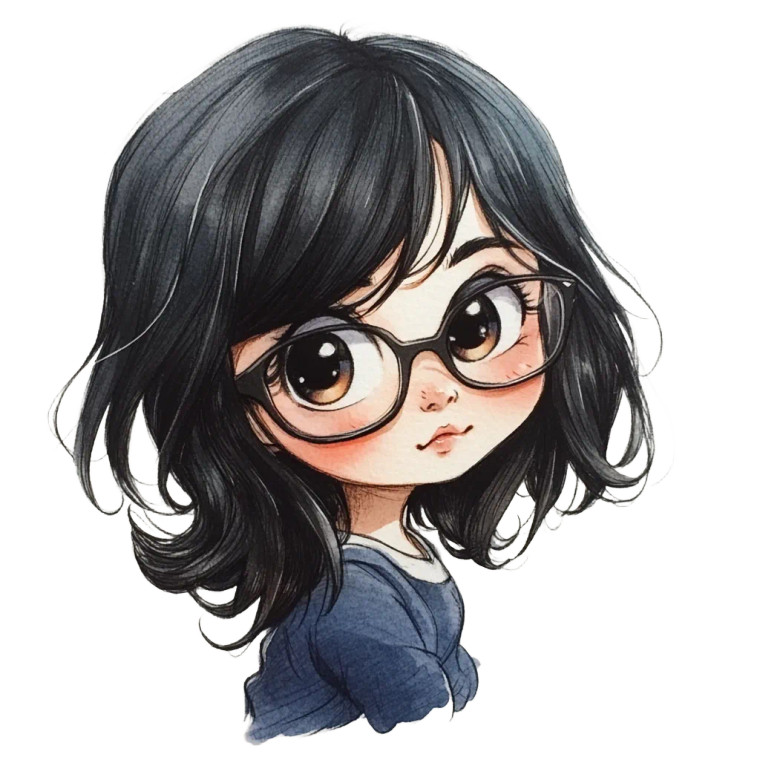 Chibi Girl Glasses Vinyl Car Decal Sticker – Waterproof & UV-Resistant 8"