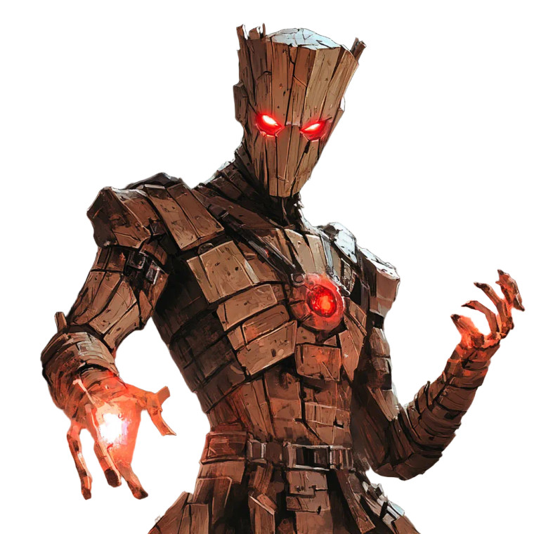 Wooden Warforged Sorcerer Vinyl Car Decal Sticker – Waterproof & UV-Resistant 8"