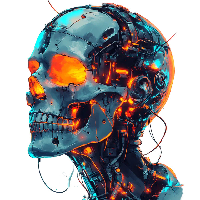 Cybernetic Android Skull Vinyl Car Decal Sticker – Waterproof & UV-Resistant 8"