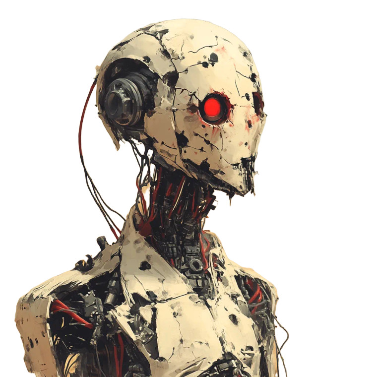 Battle-Damaged Droid Vinyl Car Decal Sticker – Waterproof & UV-Resistant 8"