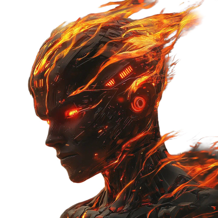 Cyber Flame Warrior Vinyl Car Decal Sticker – Waterproof & UV-Resistant 8"