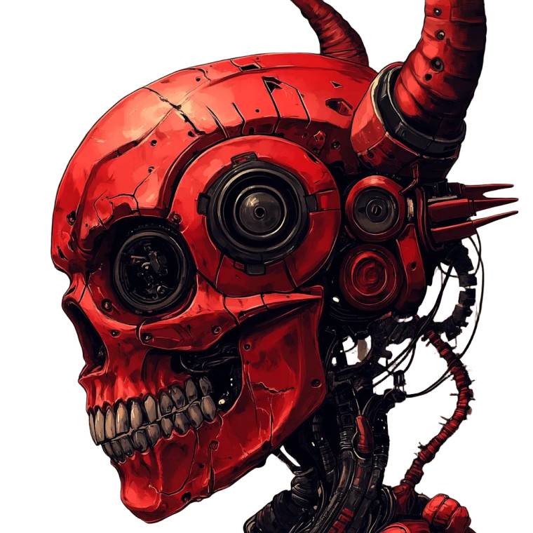 Red Robot Demon Vinyl Car Decal Sticker – Waterproof & UV-Resistant 8"