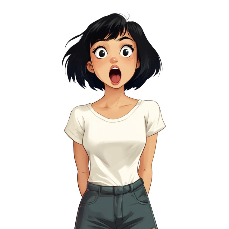 Surprised Cartoon Girl Vinyl Car Decal Sticker – Waterproof & UV-Resistant 8"