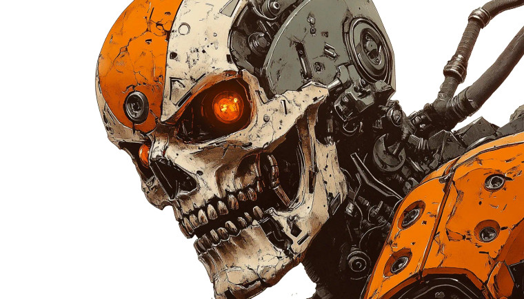 Clockwork Terminator Skull Vinyl Car Decal Sticker – Waterproof & UV-Resistant 8"