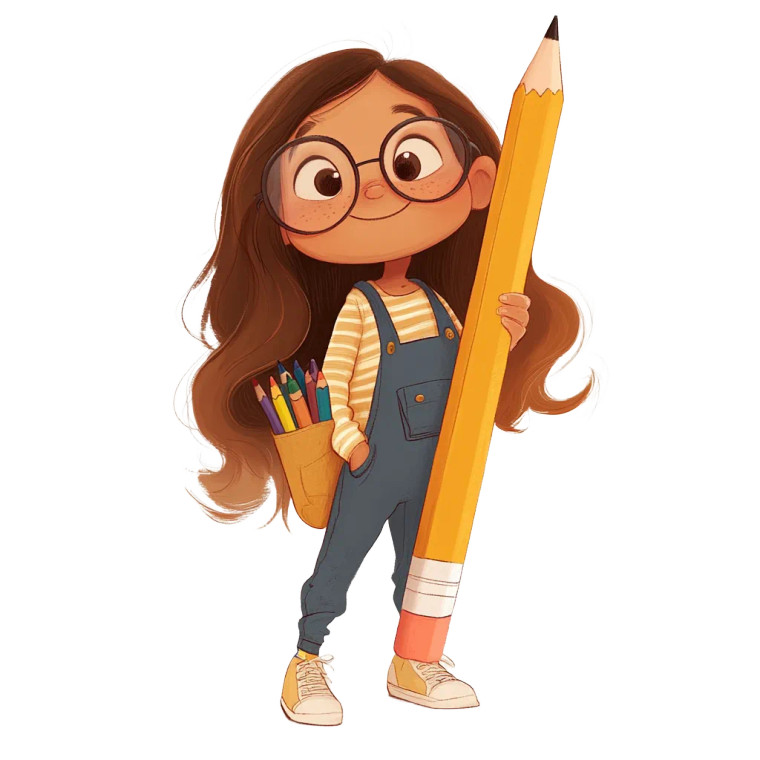 Girl With Oversized Pencil Vinyl Car Decal Sticker – Waterproof & UV-Resistant 8"
