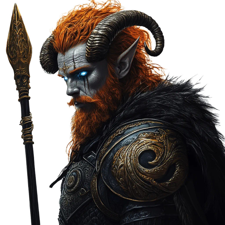 Red-Headed Tiefling Warrior Vinyl Car Decal Sticker – Waterproof & UV-Resistant 8"
