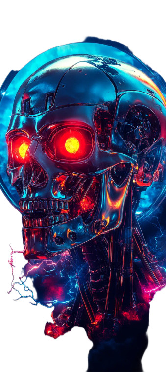 Terminator Chrome Skull Vinyl Car Decal Sticker – Waterproof & UV-Resistant 8"