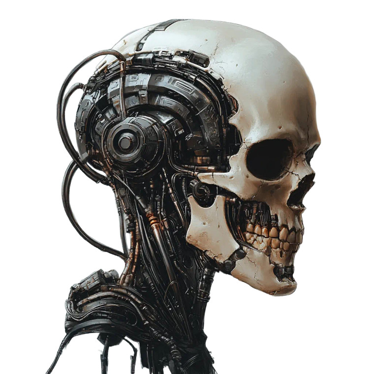 Cyborg Skull Vinyl Car Decal Sticker – Waterproof & UV-Resistant 8"