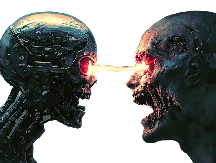 Cyborg Face-Off Vinyl Car Decal Sticker – Waterproof & UV-Resistant 8"