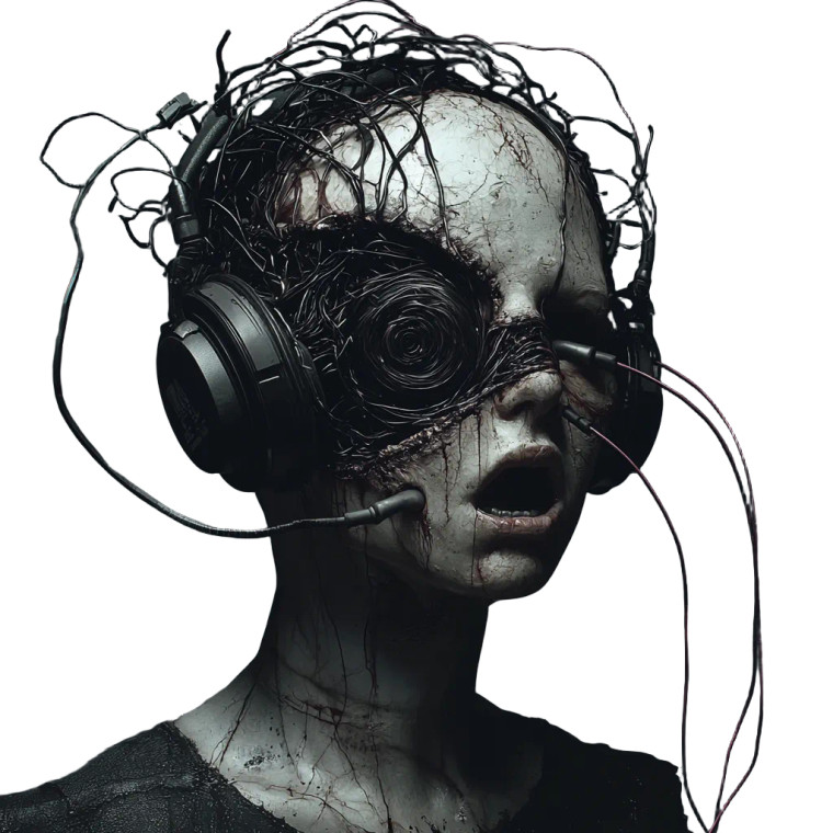 Surreal Headset Horror Vinyl Car Decal Sticker – Waterproof & UV-Resistant 8"