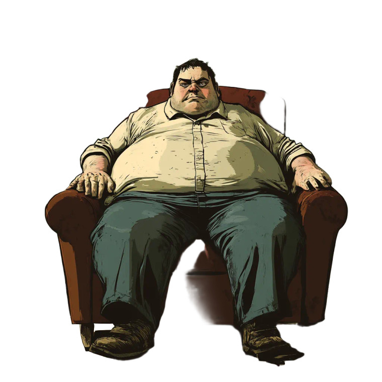 Fat Man Comic Vinyl Car Decal Sticker – Waterproof & UV-Resistant 8"