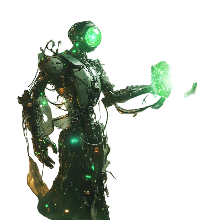 Metal Robot Wizard Vinyl Car Decal Sticker – Waterproof & UV-Resistant 8"