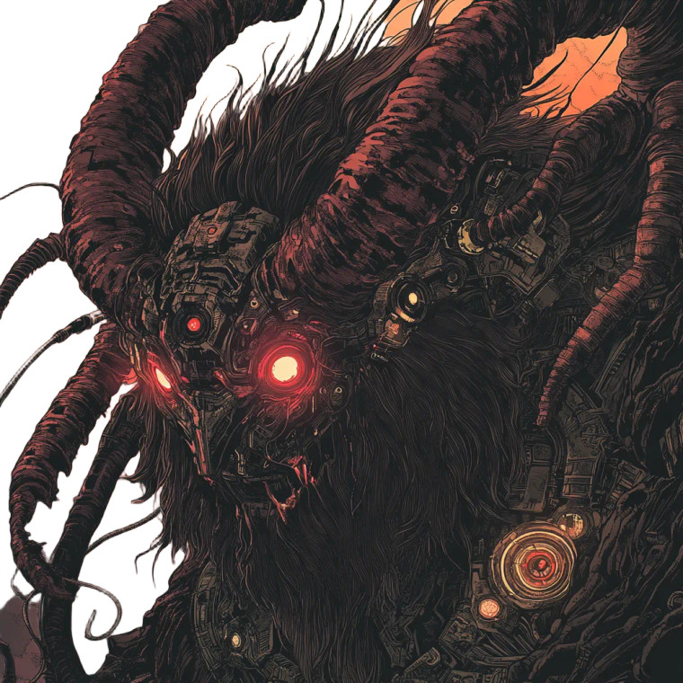 Cyberpunk Krampus Virus Vinyl Car Decal Sticker – Waterproof & UV-Resistant 8"