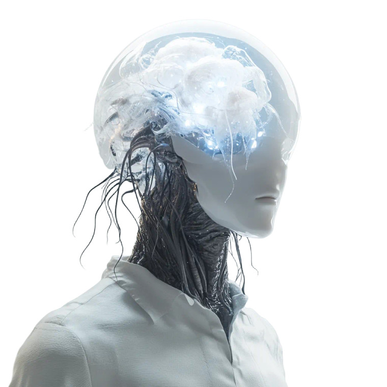 Bioluminescent Brain Humanoid Vinyl Car Decal Sticker – Waterproof & UV-Resistant 8"