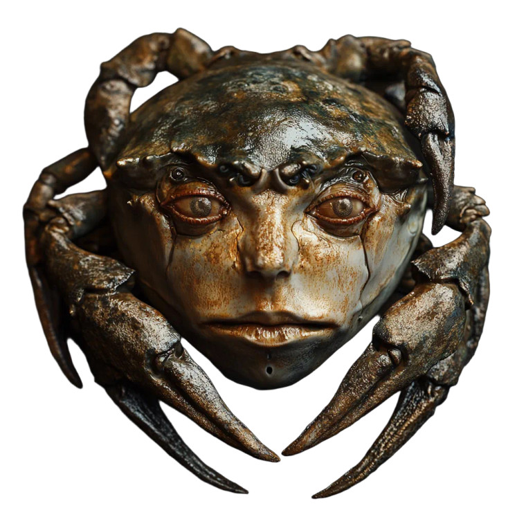 Human-Faced Crab Vinyl Car Decal Sticker – Waterproof & UV-Resistant 8"