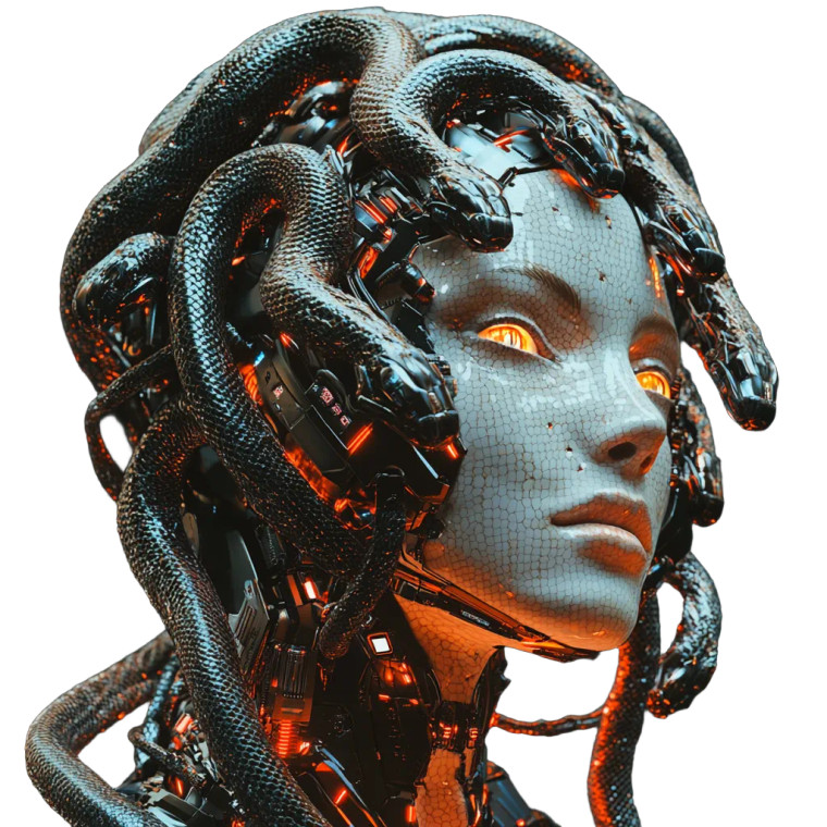 Robotic Medusa Vinyl Car Decal Sticker – Waterproof & UV-Resistant 8"