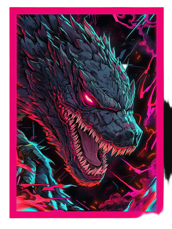 Neon Cyber Godzilla Vinyl Car Decal Sticker – Waterproof & UV-Resistant 8"