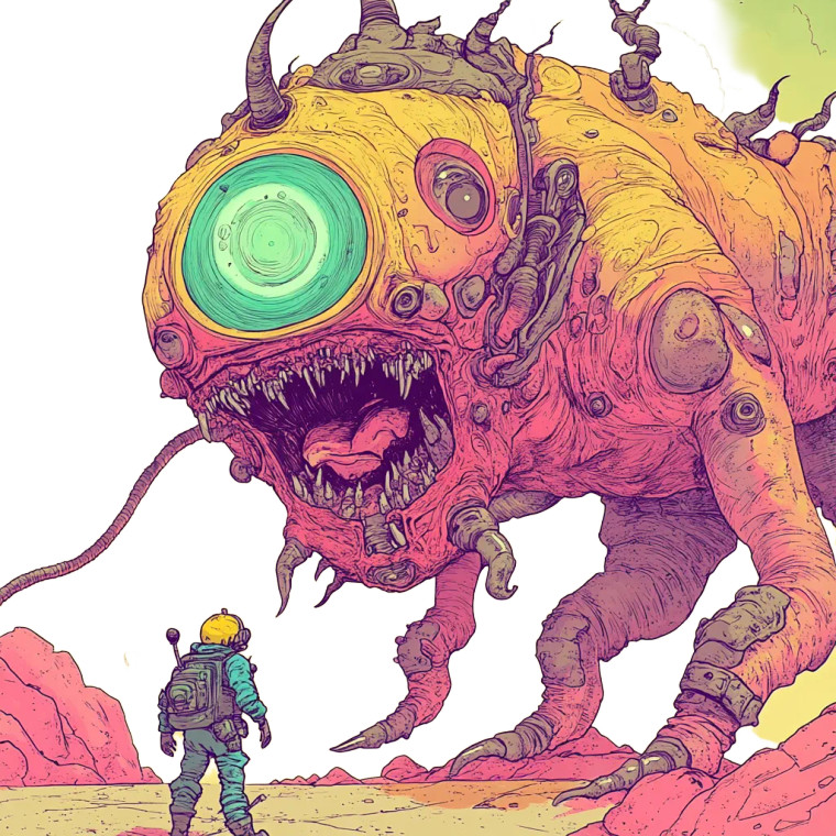 Sci-Fi Monster Duel Vinyl Car Decal Sticker – Waterproof & UV-Resistant 8"