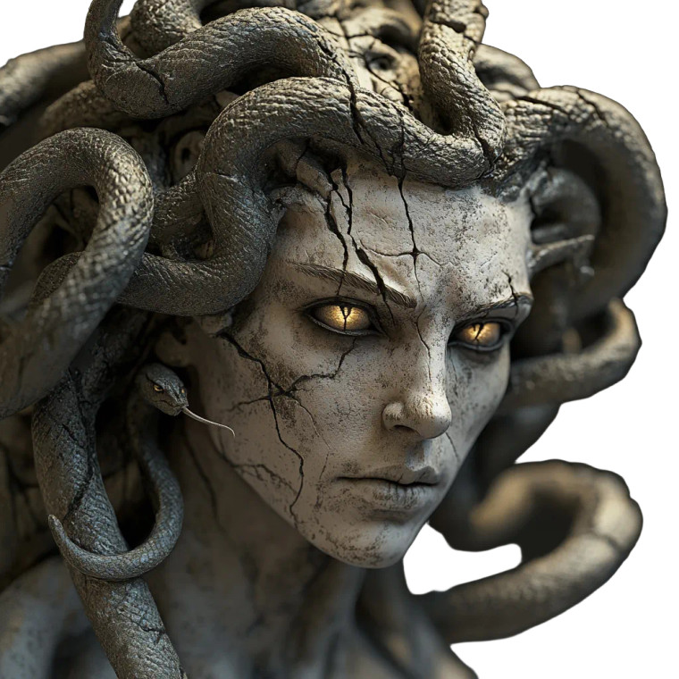 Menacing Medusa Statue Vinyl Car Decal Sticker – Waterproof & UV-Resistant 8"