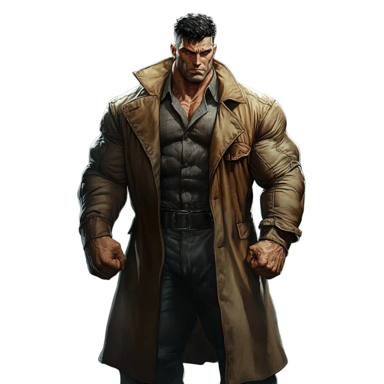 Muscular Trenchcoat Man Vinyl Car Decal Sticker – Waterproof & UV-Resistant 8"