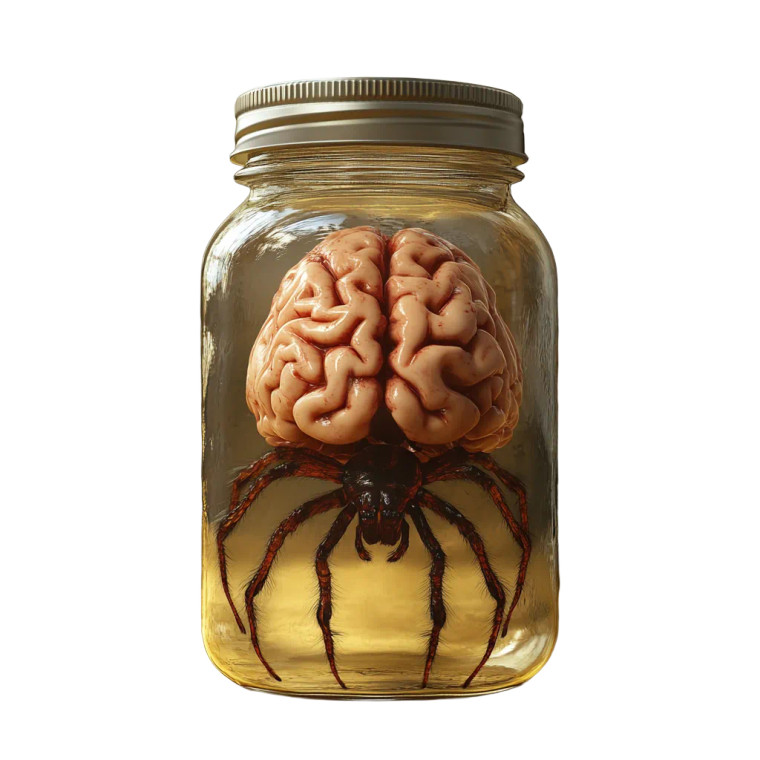 Spider Brain Jar Vinyl Car Decal Sticker – Waterproof & UV-Resistant 8"