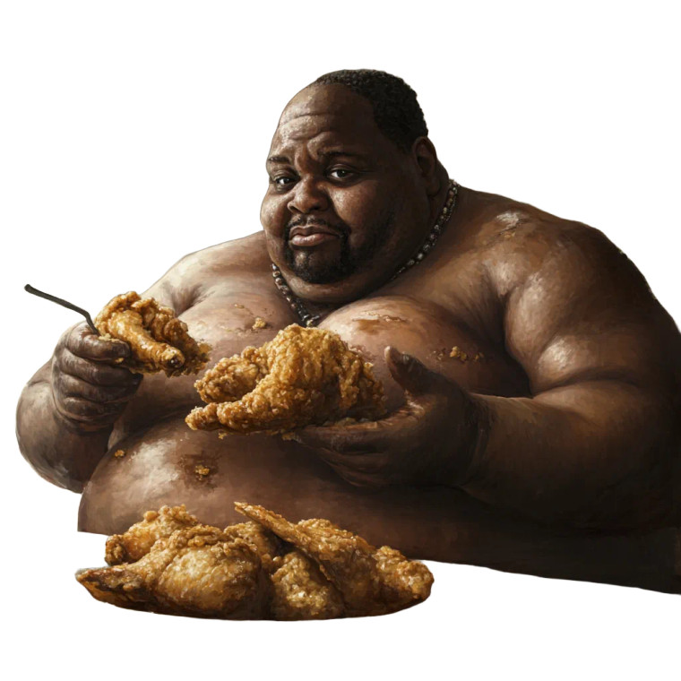 Obese Man Eating V5 Vinyl Car Decal Sticker – Waterproof & UV-Resistant 8"