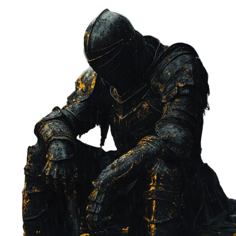 Lone Knight In Rain Vinyl Car Decal Sticker – Waterproof & UV-Resistant 8"