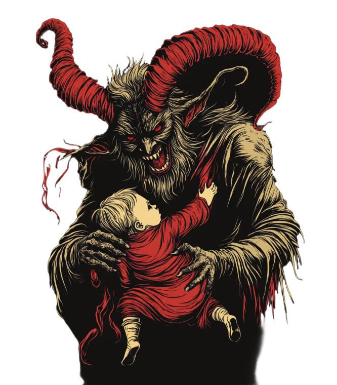 Krampus And Child Vinyl Car Decal Sticker – Waterproof & UV-Resistant 8"